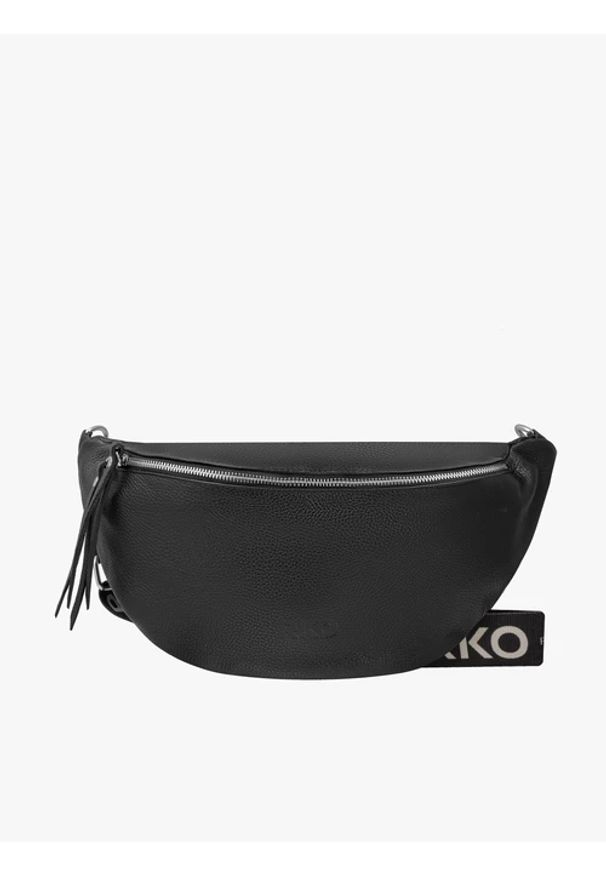 Ryłko - Pojemna nerka-crossbody. Kolor: czarny. Materiał: skórzane. Styl: street