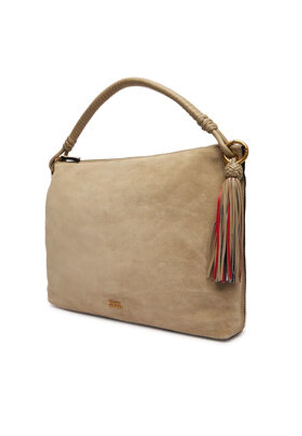 TOMMY HILFIGER - Tommy Hilfiger Torebka Th Statement Leather Bag Suede AW0AW18402 Beżowy. Kolor: beżowy. Materiał: skórzane