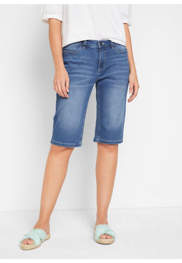 bonprix - "Bermudy dżinsowe ""komfort-stretch""". Kolor: niebieski. Styl: klasyczny
