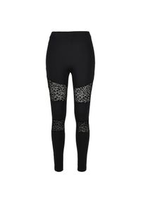 Legginsy damskie Urban Classics flock lace inset (grandes tailles). Kolor: czarny. Materiał: koronka. Wzór: koronka #1