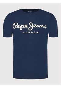 Pepe Jeans T-Shirt Original PM508210 Granatowy Slim Fit. Kolor: niebieski. Materiał: bawełna #3