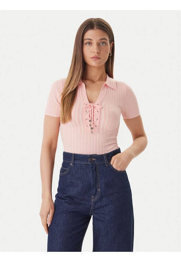 Guess Sweter W6GR09 Z0590 Pomarańczowy Regular Fit. Kolor: pomarańczowy. Materiał: wiskoza