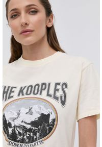 The Kooples T-shirt bawełniany kolor kremowy. Okazja: na co dzień. Kolor: beżowy. Materiał: bawełna. Wzór: nadruk. Styl: casual #2