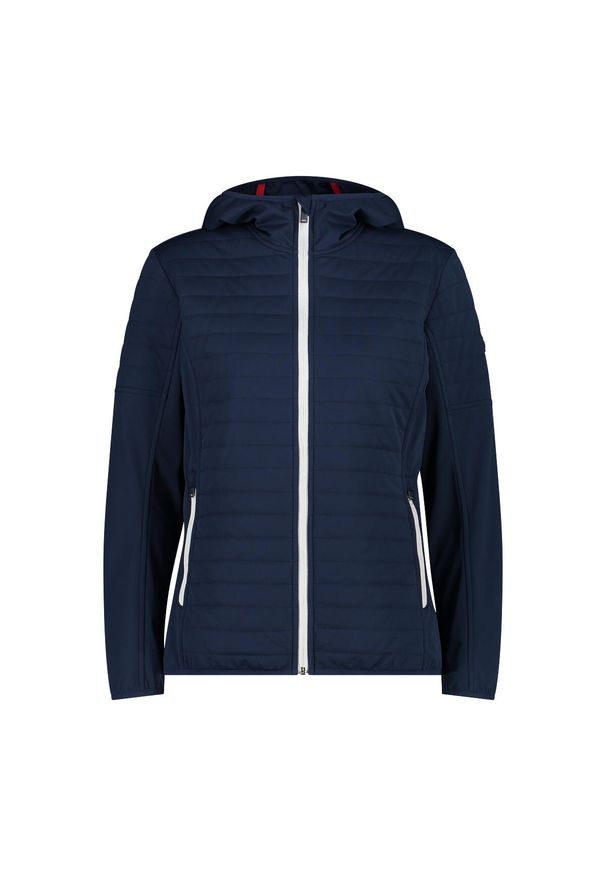 Damska kurtka z kapturem CMP. Typ kołnierza: kaptur. Kolor: czarny, niebieski, wielokolorowy, biały. Materiał: puch. Sport: turystyka piesza