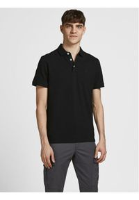 Jack & Jones - Jack&Jones Polo Paulos 12136668 Czarny Slim Fit. Typ kołnierza: polo. Kolor: czarny. Materiał: bawełna