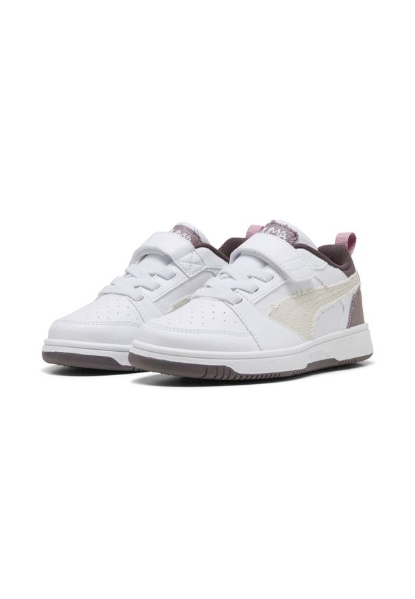 Puma - Dziecięce sneakersy Rebound V6 Lo Mid-90s PUMA. Okazja: na uczelnię. Kolor: fioletowy, szary, biały, wielokolorowy. Sezon: lato. Sport: koszykówka, joga i pilates
