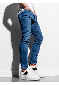 Ombre Clothing - Spodnie męskie jeansowe SKINNY FIT P1007 - niebieskie - XL. Kolor: niebieski. Materiał: jeans. Styl: klasyczny #1