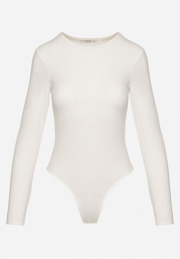 Born2be - Białe Body w Klasycznym Stylu Ralfia. Okazja: na co dzień. Kolor: biały. Materiał: jeans. Styl: klasyczny