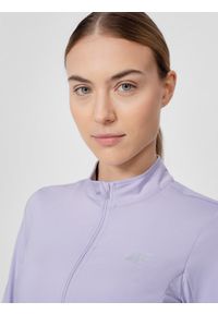 4f - Bluza do biegania rozpinana bez kaptura damska. Typ kołnierza: bez kaptura. Kolor: fioletowy. Materiał: dzianina, materiał, elastan. Sport: fitness #2