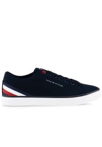 TOMMY HILFIGER - Buty Tommy Hilfiger HI Vulc Core Low Stripes FM0FM04735-DW5 - granatowe. Okazja: na co dzień. Kolor: niebieski. Materiał: guma, poliester, materiał. Szerokość cholewki: normalna