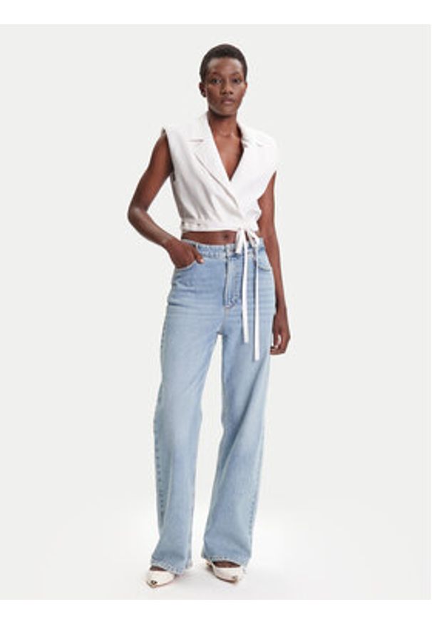 ACCESS FASHION Kamizelka 53-1028-195 Biały Slim Fit. Kolor: biały. Materiał: wiskoza