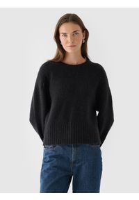 outhorn - Sweter z wełną i alpaką damski Outhorn - czarny. Kolekcja: plus size. Kolor: czarny. Materiał: wełna. Sezon: zima