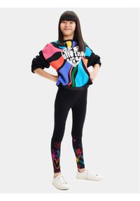 Desigual Legginsy 23WGKK01 Czarny Regular Fit. Kolor: czarny. Materiał: bawełna