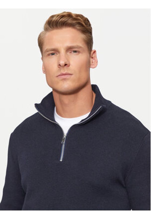 Jack & Jones - Jack&Jones Sweter Milano 12259664 Granatowy Relaxed Fit. Kolor: niebieski. Materiał: bawełna