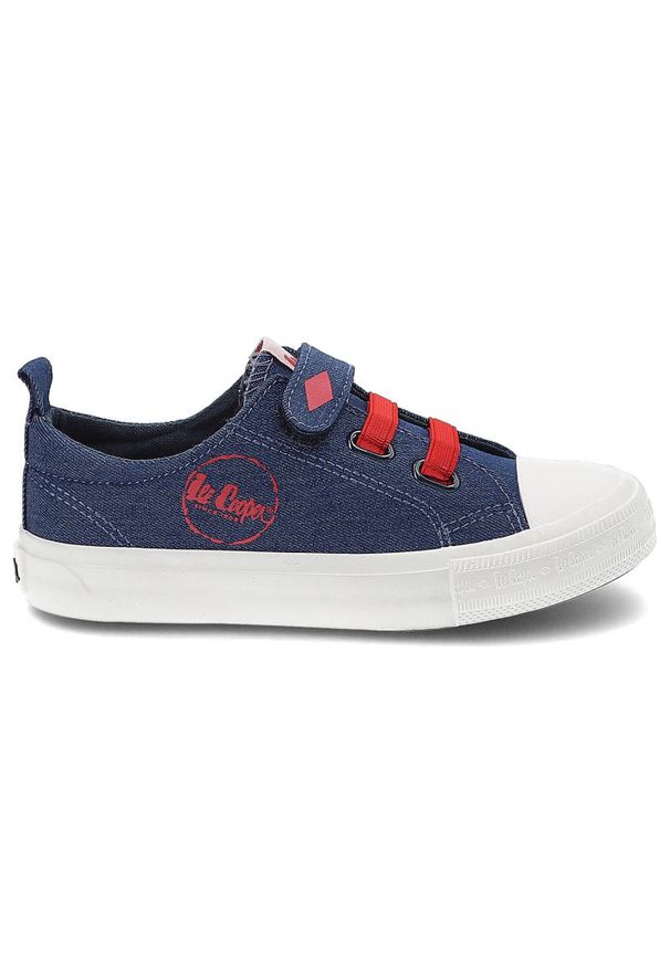 Granatowe Trampki Lee Cooper Dziecięce Buty. Zapięcie: rzepy. Kolor: niebieski. Materiał: denim, jeans, materiał, guma. Szerokość cholewki: normalna. Styl: młodzieżowy