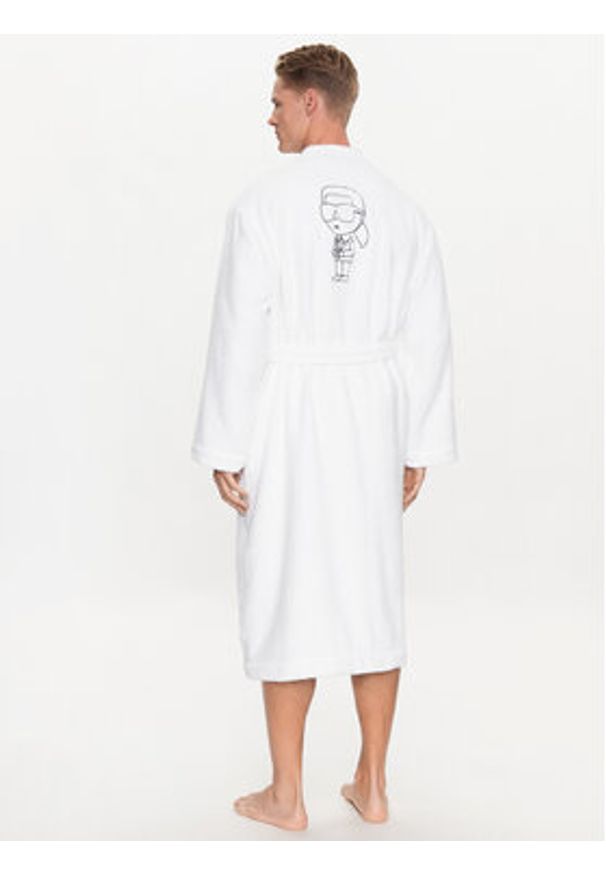 Karl Lagerfeld - KARL LAGERFELD Szlafrok Ikonik 230M2185 Biały. Typ kołnierza: dekolt w karo. Kolor: biały. Materiał: bawełna
