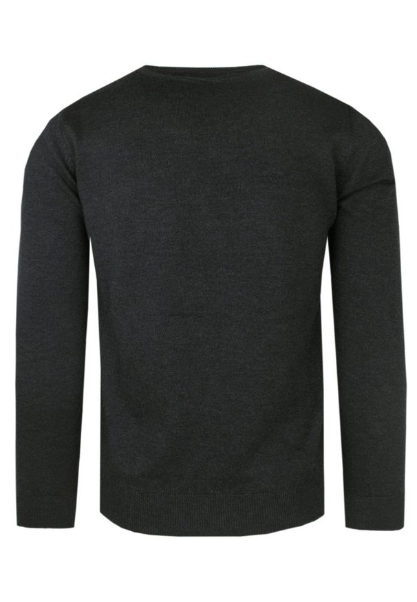 Elegancki Męski Sweter Polskiej Marki Rigon – V-neck (serek) - Grafitowy. Okazja: na spotkanie biznesowe, do pracy. Kolor: szary. Materiał: bawełna, akryl. Styl: elegancki