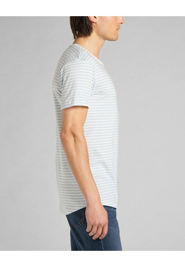 Lee - LEE SHAPED TEE MĘSKI T-SHIRT KOSZULKA SKYWAY BLUE L62JEBQL 112140411