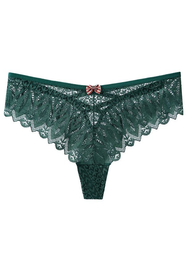 Intica - Figi koronkowe z kokardką na specjalne okazje Wita. Kolor: zielony. Materiał: koronka. Wzór: ażurowy, koronka