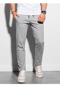 Ombre Clothing - Spodnie męskie dresowe P950 - szary melanż - XXL. Kolor: szary. Materiał: dresówka. Wzór: melanż. Styl: klasyczny #2