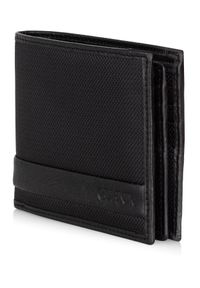 Ochnik - Czarny rozkładany portfel męski. Kolor: czarny. Materiał: nylon #5