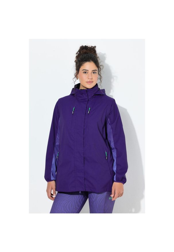 ULLA POPKEN - Damskie Kurtka funkcjonalna 2 w 1 wodoodporna odpinane rękawy. Kolekcja: plus size. Kolor: fioletowy. Materiał: poliester, materiał. Sport: turystyka piesza