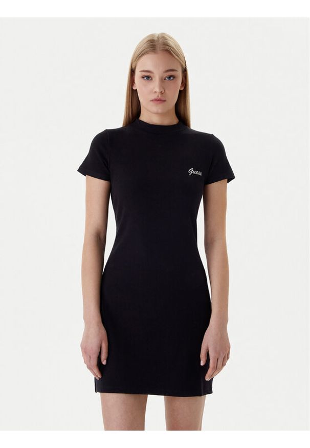 Guess Sukienka codzienna V6RK06 K8RT2 Czarny Slim Fit. Okazja: na co dzień. Kolor: czarny. Materiał: wiskoza. Typ sukienki: proste. Styl: casual