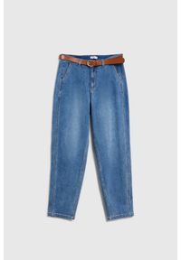 MOODO - Jeansy z paskiem niebieskie. Kolor: niebieski #1