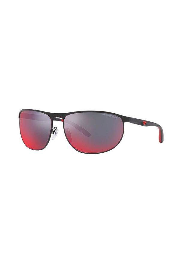 Emporio Armani okulary przeciwsłoneczne męskie kolor czarny. Kształt: owalne. Kolor: czarny