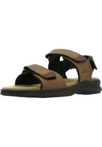 Clarks - Sandały CLARKS HAPSFORD CREEK Brązowy. Kolor: brązowy. Materiał: tkanina, skóra. Sezon: lato