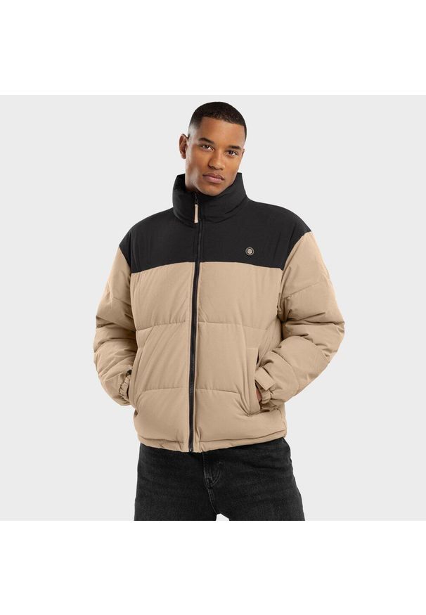 SIROKO - Kurtka puchowa męska Clive wodoodporna. Kolor: beżowy, wielokolorowy, czarny. Materiał: puch
