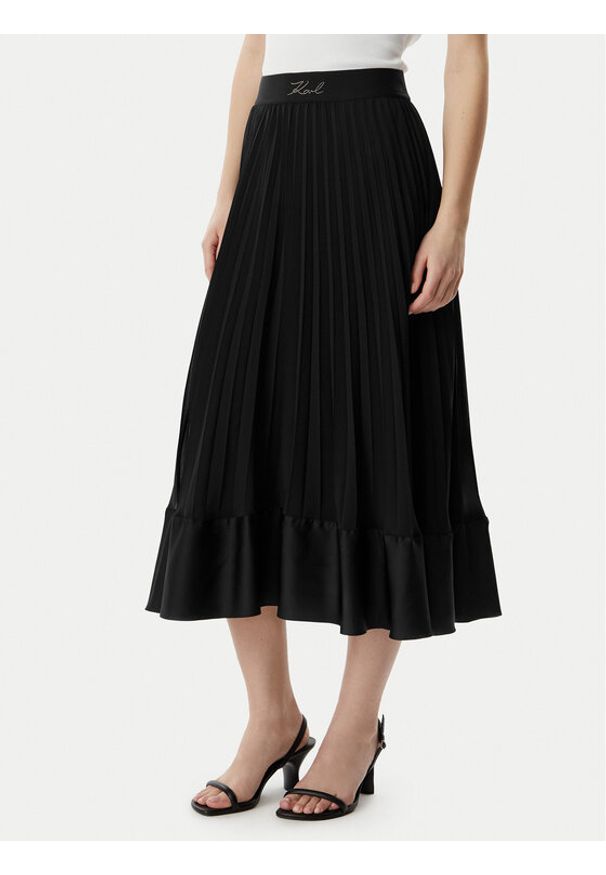 Karl Lagerfeld - KARL LAGERFELD Spódnica plisowana B2W12003 Czarny Regular Fit. Kolor: czarny. Materiał: syntetyk