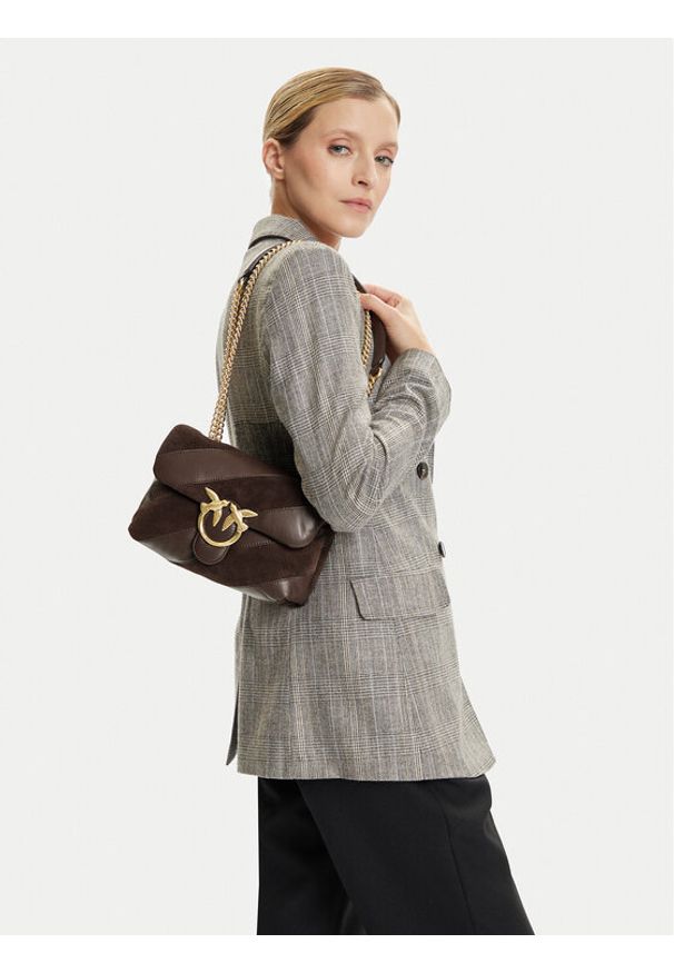 Pinko - PINKO Torebka Love Puff Mini Cl AI 25-26 PLTT 100039 A2JY Brązowy. Kolor: brązowy. Materiał: skórzane, zamszowe