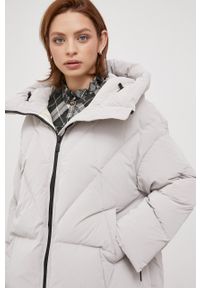 Hetrego kurtka puchowa damska kolor beżowy zimowa oversize. Kolor: beżowy. Materiał: puch. Sezon: zima