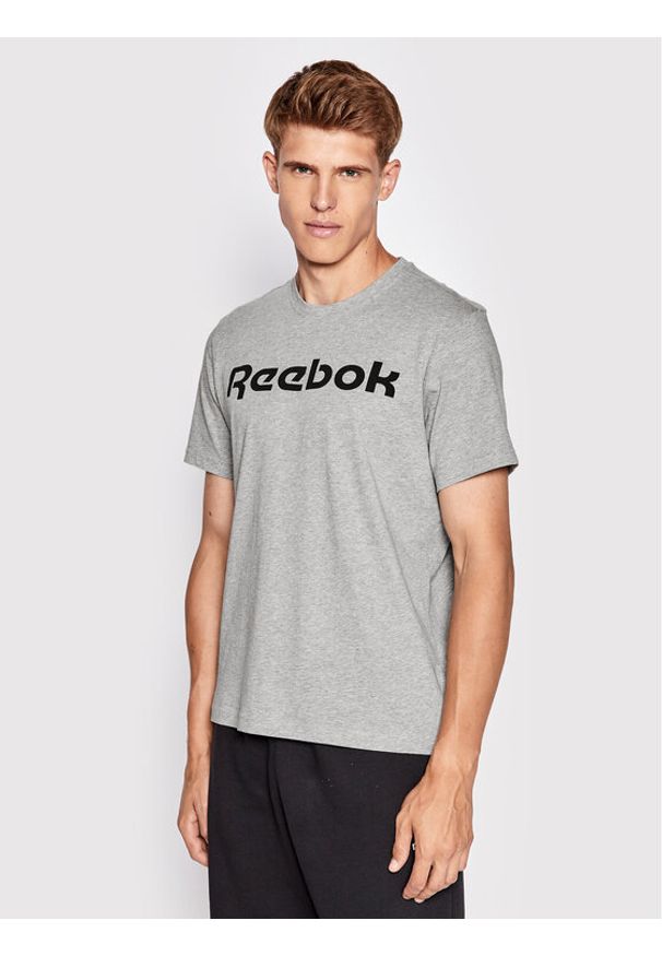 Reebok T-Shirt Graphic Series Linear Logo FP9162 Szary Slim Fit. Kolor: szary. Materiał: bawełna
