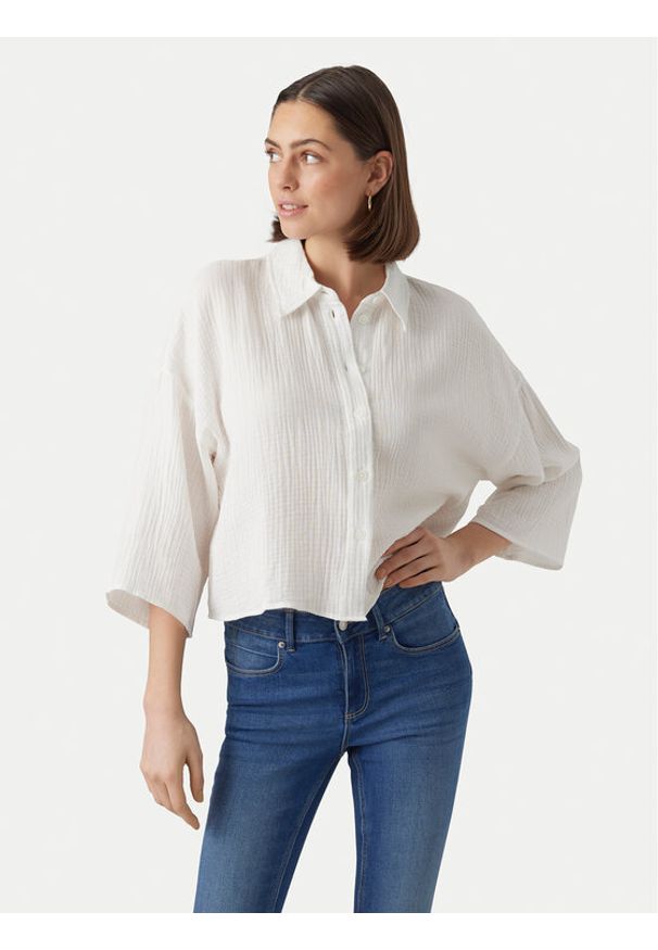 Vero Moda Koszula Natali 10279685 Biały Standard Fit. Kolor: biały. Materiał: bawełna