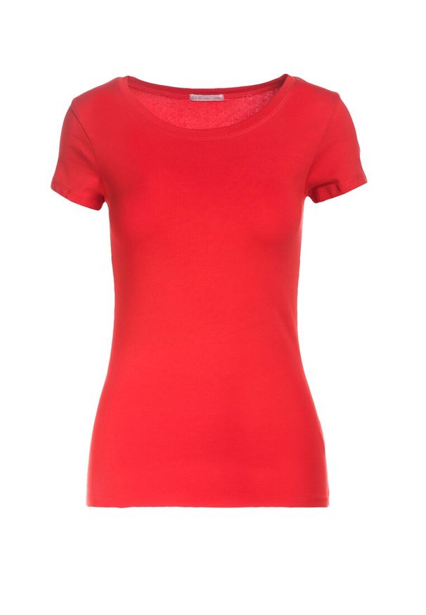 Born2be - Czerwony T-shirt Gathanthei. Okazja: na co dzień, do domu. Kolor: czerwony. Materiał: dresówka, jeans, bawełna, dzianina. Długość rękawa: krótki rękaw. Długość: krótkie. Wzór: gładki. Styl: sportowy, klasyczny, casual