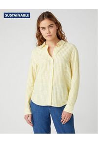 Wrangler - DAMSKA KOSZULA MATERIAŁOWA WRANGLER STRIPE SHIRT BUTTERCUP YELLO W5R6BDXJF 112130317. Materiał: materiał