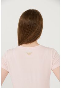 EA7 Emporio Armani - EA7 Różowy damski t-shirt z cyrkoniami, Rozmiar L. Kolor: różowy #3