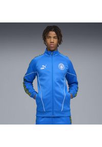 Puma - Męska kurtka Manchester City KING Anthem PUMA Hyperlink Blue Pro Green. Kolor: niebieski, zielony, wielokolorowy. Sport: bieganie