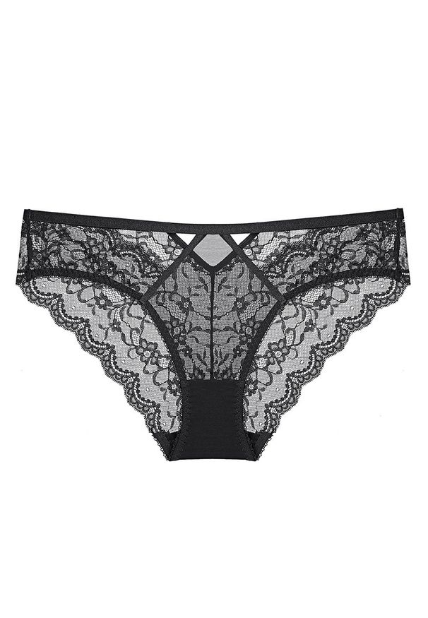 Intica - Koronkowe majtki ażurowe przewiewne na co dzień i specjalne okazje Evon. Kolor: czarny. Materiał: koronka. Wzór: ażurowy