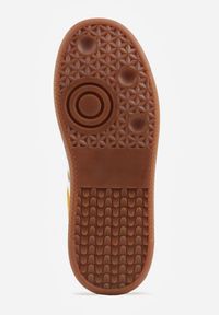 Renee - Żółte Sneakersy Skórzane w Stylu Tenisówek z Geometrycznym Wzorem Eshiryla. Okazja: na co dzień. Kolor: żółty. Materiał: skóra. Wzór: geometria #9