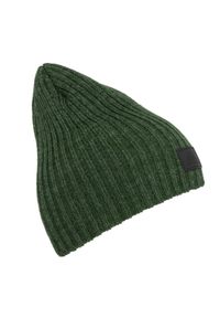 Ochnik - Zielona czapka zimowa męska. Kolor: zielony. Materiał: akryl. Wzór: ze splotem. Sezon: zima #2