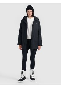 4f - 4F Parka zimowa membrana 8000 damska - czarna S. Okazja: na co dzień. Kolor: czarny. Materiał: poliester, materiał. Długość: do kolan. Sezon: zima. Styl: casual #2