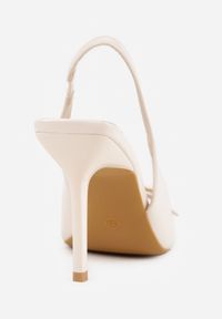 Renee - Beżowe Sandały Lakierowane VICES na Szpilce Slingback z Metaliczną Klamrą Harmonia. Zapięcie: klamry. Kolor: beżowy. Materiał: lakier. Obcas: na szpilce. Styl: glamour, elegancki #4