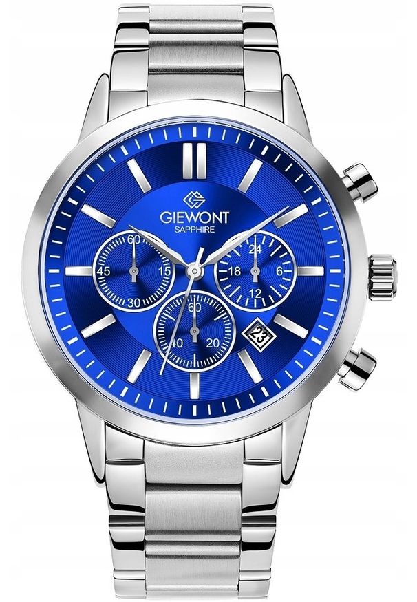 Zegarek Giewont Zegarek Męski Giewont Chronograph Sapphire Srebrno Niebieski GW8510-B3. Kolor: niebieski, srebrny, wielokolorowy