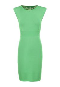 Born2be - Zielona Sukienka Anteusa. Kolor: zielony. Materiał: tkanina. Długość rękawa: bez rękawów. Wzór: aplikacja, gładki. Długość: mini #4