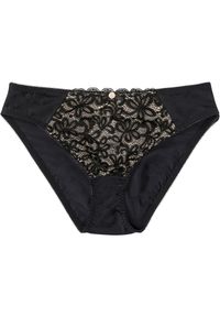 bonprix - Figi z delikatną koronką. Kolor: czarny. Materiał: materiał, koronka. Wzór: gładki, koronka #1