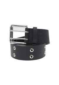 Urban Classics - Męski Pasek PU Z Oczkami. Kolor: czarny. Wzór: paski #1
