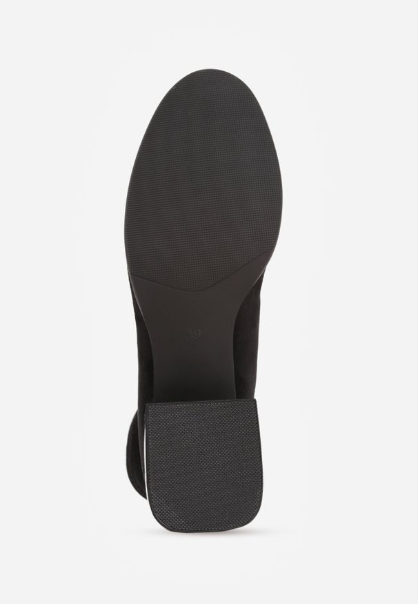 Born2be - Czarne Botki na Obcasie z Metaliczną Wstawką Iriseia. Kolor: czarny. Materiał: jeans. Obcas: na obcasie. Styl: elegancki, wizytowy. Wysokość obcasa: średni